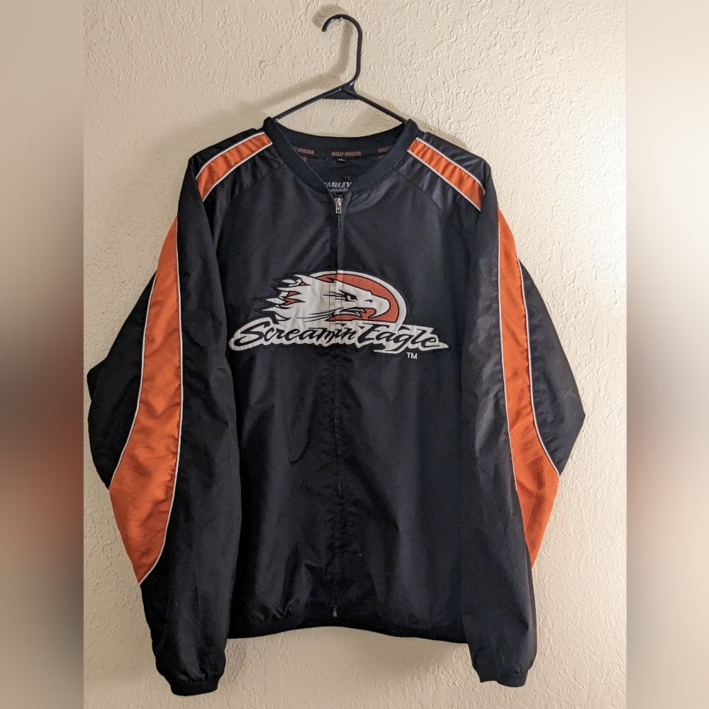 Harley-Davidson Screamin’ Eagle Black & Orange Racing Motorcycle Zip Jacket XL